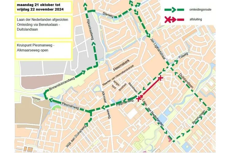 Kruispunt Plesmanweg en Laan der Nederlanden dicht tot 22 november